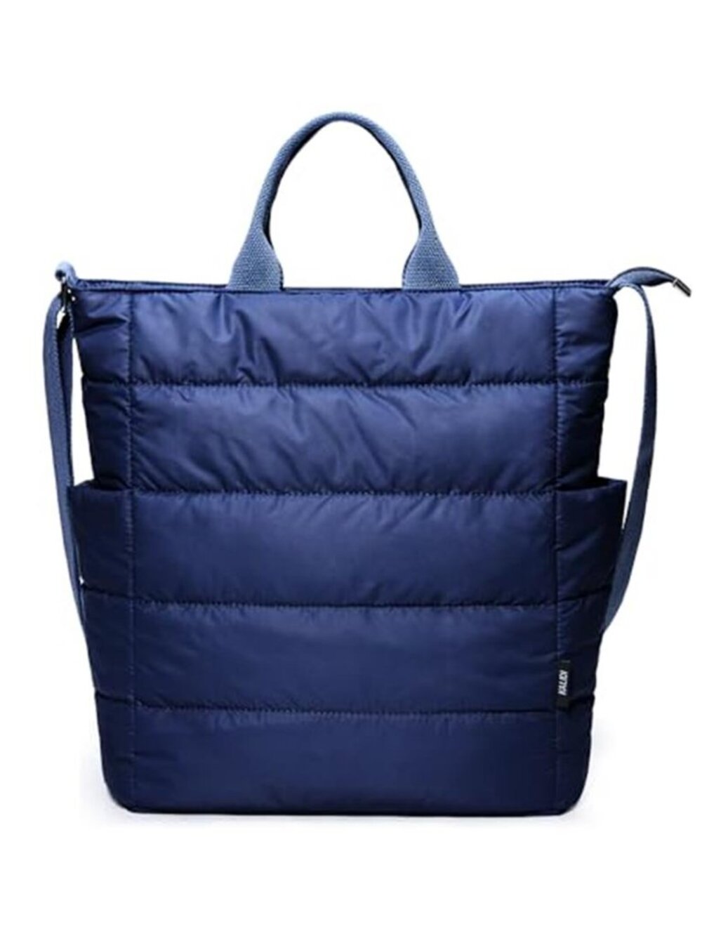 Blue Quilted Puffer Tote Bag Large Nylon Laptop Crossbody Travel Hobo